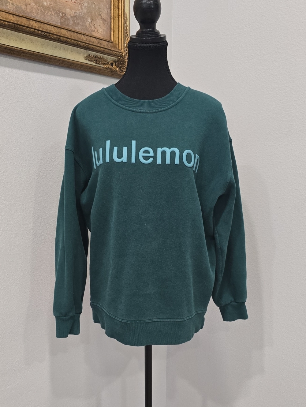 lululemon athletica Teal Crewneck Sweatshirt with Light Teal Logo - S/M